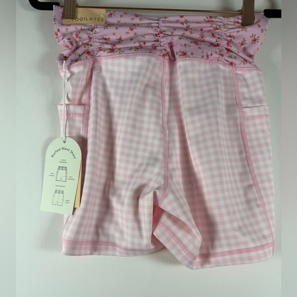 Blogilates Women's Ruched Waist Bike Shorts - Pink Gingham M - Picture 10 of 16